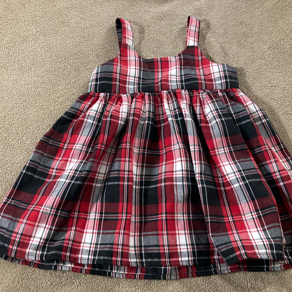 Bonnie Baby Red Black White Plaid Sleeveless Dress